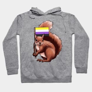 Squirrel with a Non-binary Flag Hoodie